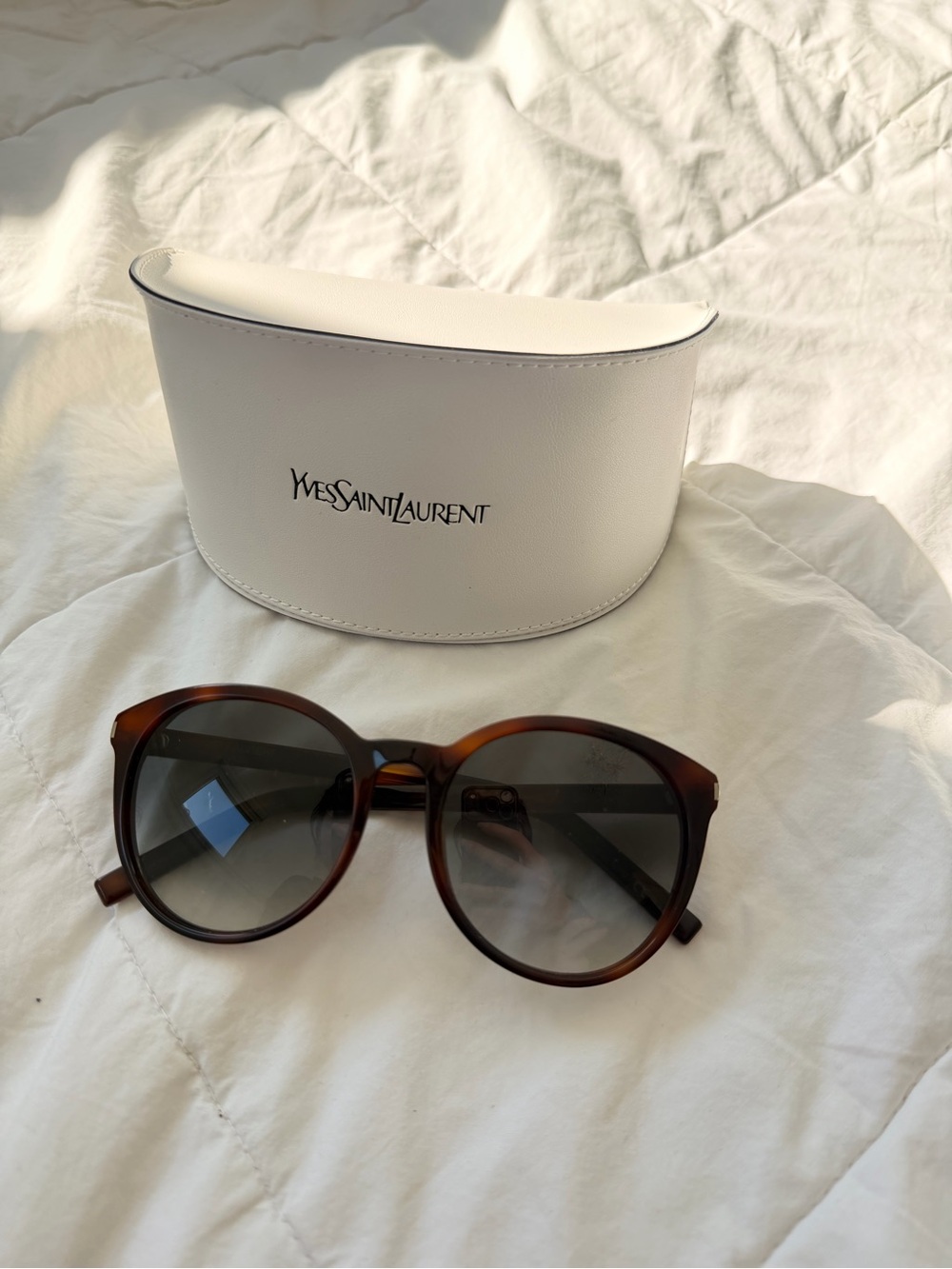 Yves Saint Laurent Tortoiseshell Round Sunglasses with Gradient Lenses